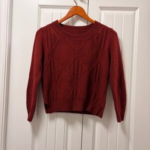 Vintage Diamond Knit Sweater Burgundy – Size XS
